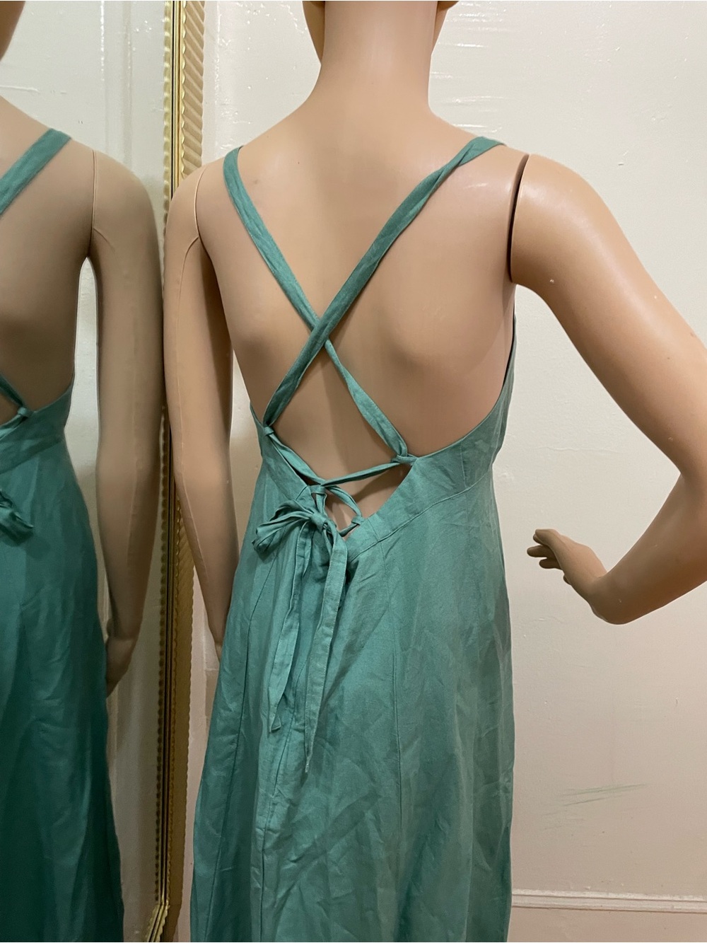 Madewell Linen Square-Neck Midi Dress in Sage - Picture 5 of 12
